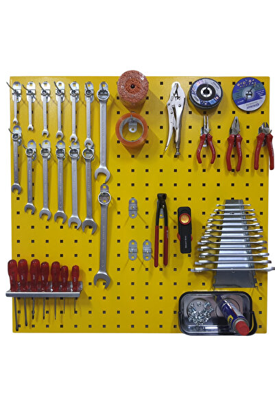 90 cm Metal Hanger Board and Hook + Screwdriver + Keychain Set (YELLOW COLOR)