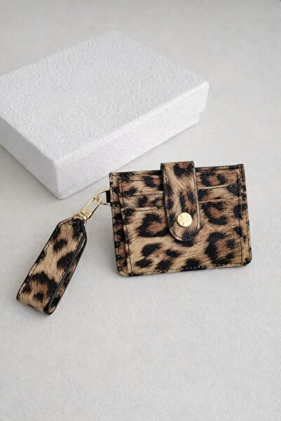 Madamra Leopar Kadın 👜 Anahtarlık Detaylı Kadın Cüzdan – Mini ve Şık