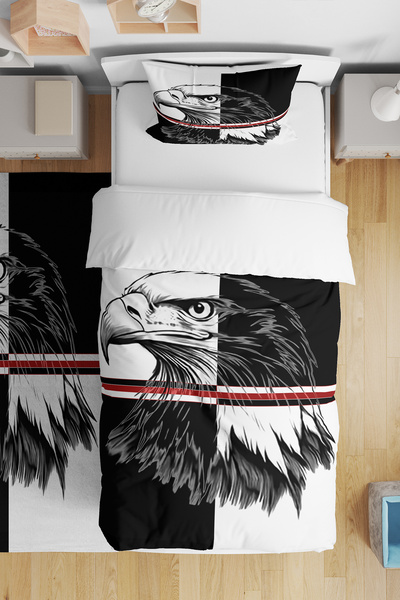 BelezaHome Black and White Eagle Themed Children's Room Duvet Cover Set