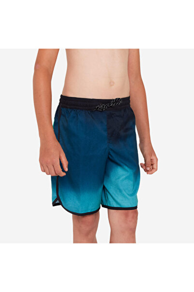 Decathlon Çocuk Uzun Deniz Şortu - Mavi/Siyah - 500
