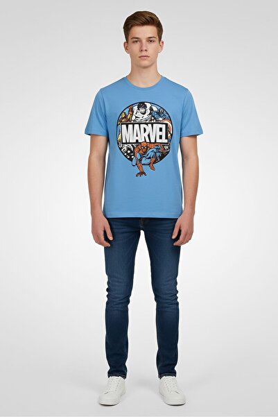 Marvel Kids Boy Crew Neck Short Sleeve Graphic Print T-Shirt, Blue