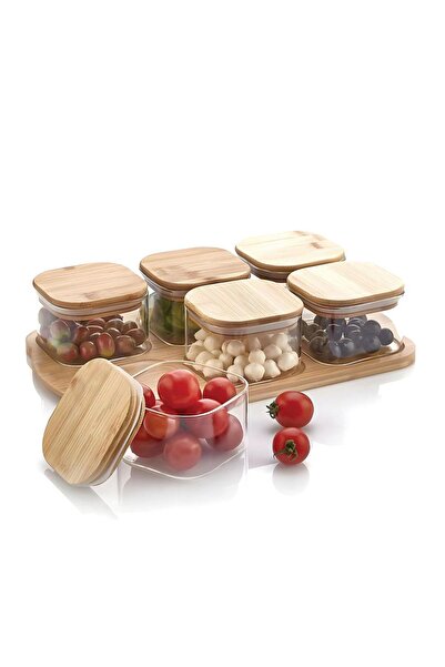 MİEN Bambu Kapaklı Cam Kahvaltılık TKEBT Şeffaf