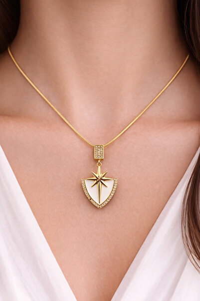 charmove ile kendinizi şımartın Women's Gold Color Pole Star Figured Stone St...