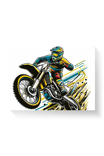 Printees Tablou - Ilustrație Motocross Rider - Canvas pe șasiu