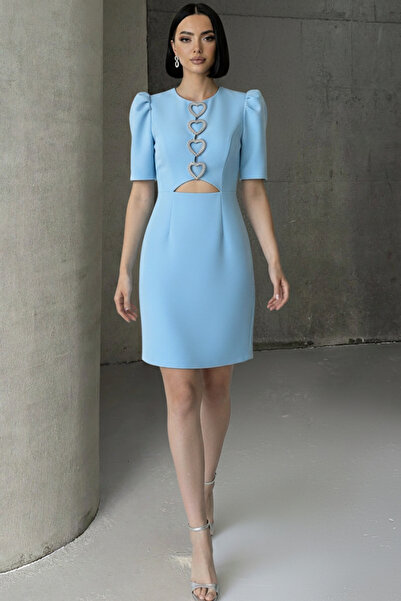 ALFUDO Moda Collection Special Design Midi Dress with Heart Detail