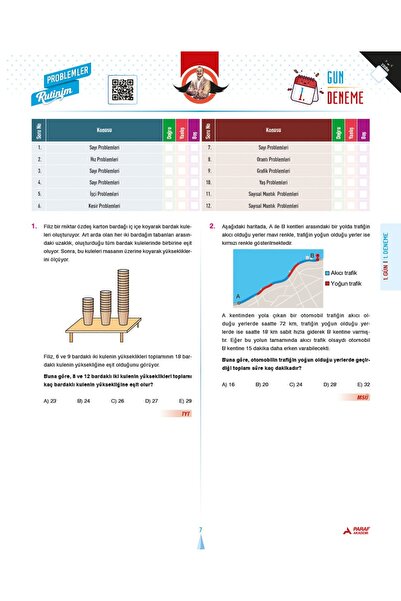 Paraf Akademi BIYIKLI MATEMATİK 40 GÜN PROBLEMLER RUTİNİM 40 GÜN DENEME