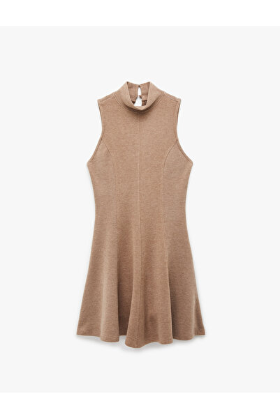Koton Slim Fit Sleeveless Mock Neck Mini Flared Dress