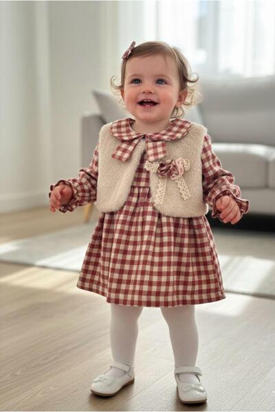 mayakids فستان قطني للأطفال من أنجورا بلوش مزين بـ طقم فيست زهرة ونمط بيتيكار...