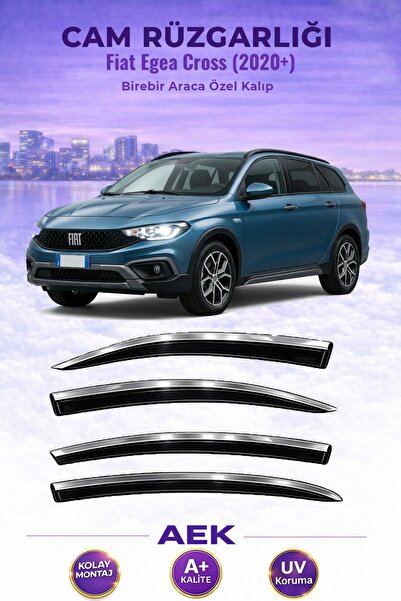 ACK Dizayn FİAT EGEA CROSS 2020+ ARACA ÖZEL ÇELİK KROMLU CAM RÜZGARLIĞI PREMİ...