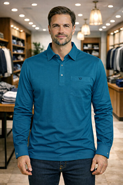 YAKAMEL Cămașă cu mânecă lungă pentru bărbați, cu nasturi, cu buzunar la gule...