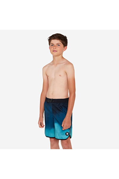 Decathlon Çocuk Uzun Deniz Şortu - Mavi/Siyah - 500