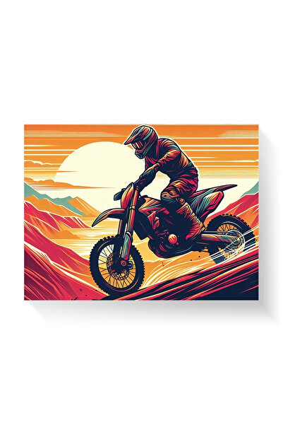 Printees Tablou - Motocross în apus de soare - Canvas pe șasiu