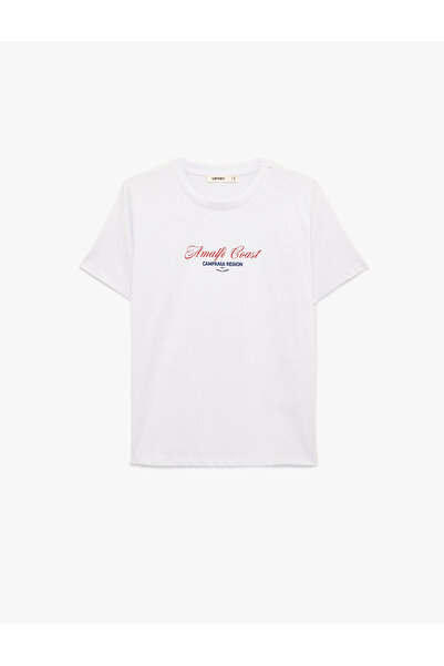 Koton Cotton Short Sleeve Crew Neck Printed T-Shirt