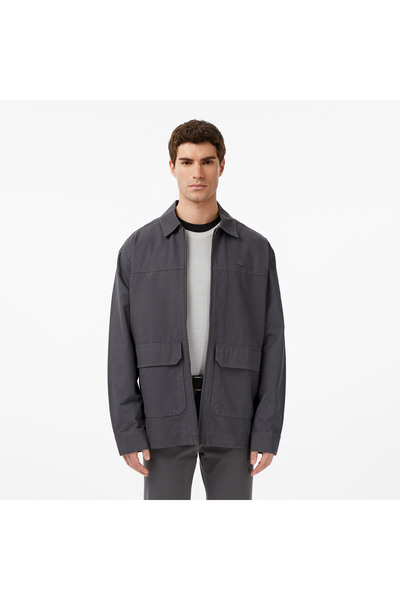 Lacoste Erkek Relaxed Fit Fermuarlı Koyu Gri Ceket