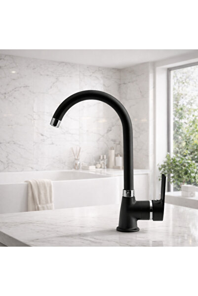 RocciArmatur Black Corner Pipe Kitchen Battery Fountain Double Water Inlet Ba...