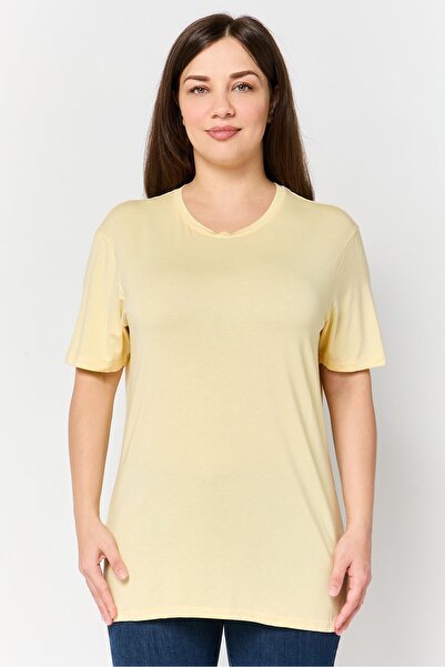 Autograph Women Crew Neck Plain Short Sleeve T-Shirt, Yellow
