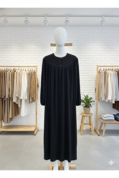 fariza tekstil Drawstring Robe Knitted Fabric Winter Muslim Dress