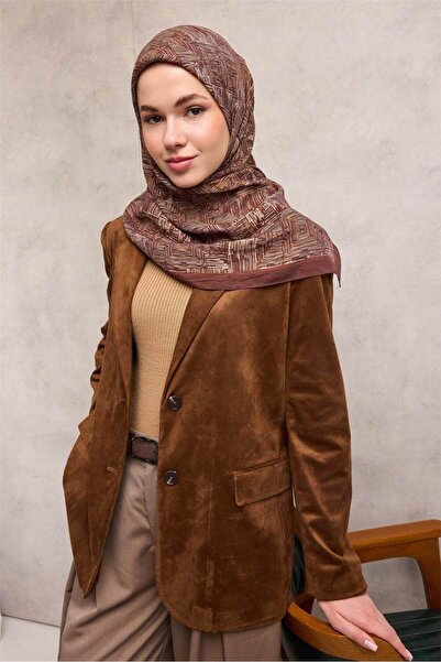 Silk Home Viscose Velora Scarf Four Seasons Labyrinth Pattern Brown Burgundy ...