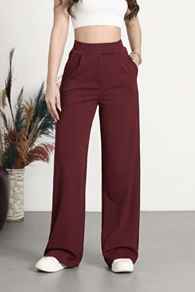 BİKELİFE Women's High Waist Lycra Velcro Closure Wide Leg Palazzo Pants