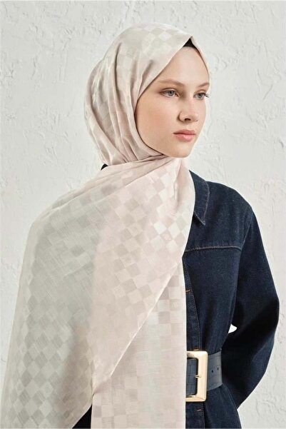 Armine Cotton Silk Shawl - Cream 17