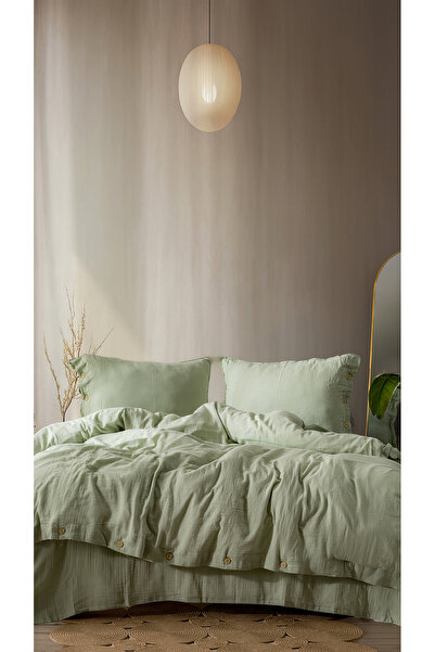 MYLASA HOME Cloudy Mood 100% Cotton Muslin Single Duvet Cover Set - 160X220 cm