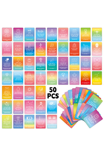 Choice ٥٠ بطاقة ملونة تحمل عبارات إيجابية للتأكيد الذاتي، تذكيرات يومية للقرا...