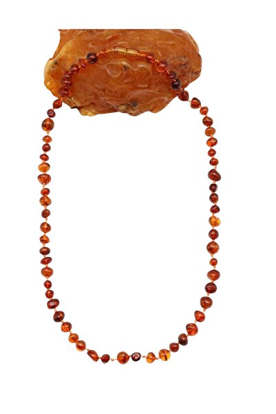 Taşmir Certified Original Drop Amber Necklace - 45 cm