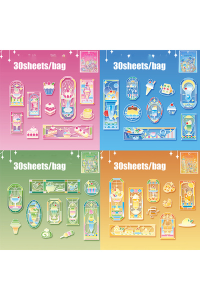 Choice S28885-A مجموعة ملصقات وقت الشاي من مادة PET، 120 قطعة/4 أكياس، ملصقات...