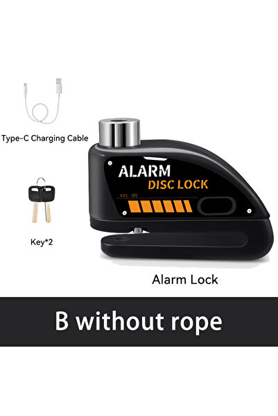 Choice قفل قرص دراجة روكباي بدون حبل، قابل لإعادة الشحن، 120 ديسيبل، مضاد للس...