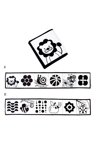 Choice4 كتاب قماشي ناعم قابل للطي على شكل أسد، باللونين الأسود والأبيض، لعبة ...