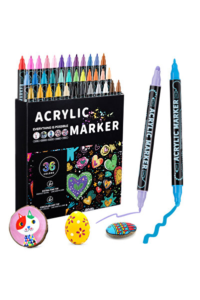 Choice مجموعة أقلام طلاء أكريليك مزدوجة الرأس بثلاثة ألوان - 12/24/36/48 لونً...