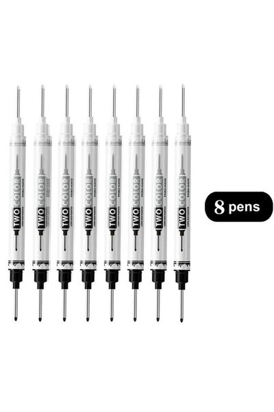 Choice ٨ أقلام تلوين بيضاء وسوداء، ٢٠ مم، برأس مزدوج، ذات ثقوب عميقة ورأس طوي...