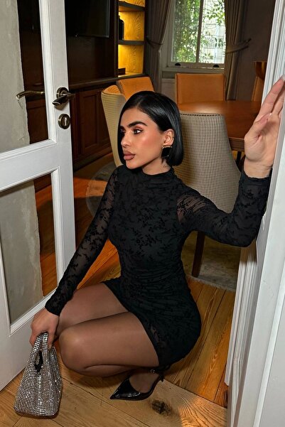 Aura 7 Collection Std Flocked Printed Lined Trend Mini Dress