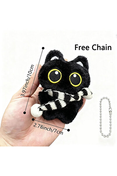 Choice قطة سوداء بوشاح، قطعة واحدة، لعبة قطيفة قطيفة لطيفة، دمية صغيرة، سلسلة...