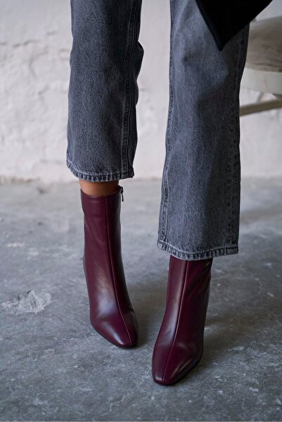 PELİN'İN AYAKKABILARI MARİSSE BORDO DERİ TOPUKLU BOT