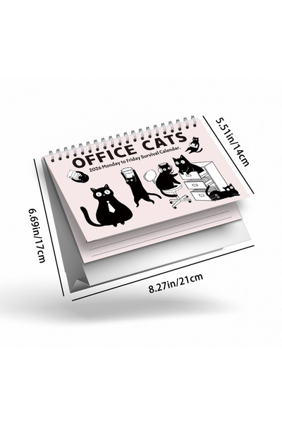 Choice Mixed Color 1PC 2026 Calendar, Cute Cat Illustrations Desktop Calendar...