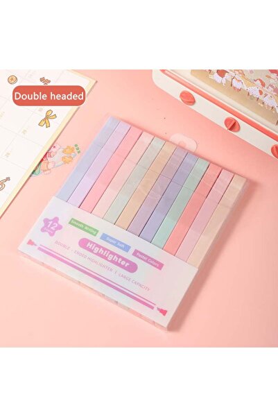 Choice أقلام تظليل برأسين، أقلام تظليل جديدة بألوان الباستيل الفلورية ذات رأس...