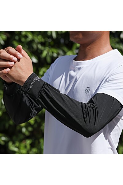 Choice black Cooling Arm Sleeves Breathable Sun Protection Ice Slik Sleeves S...