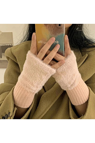 Choice One size Pink 1PC- Warm and Cold-proof Half-finger Gloves for Women in...