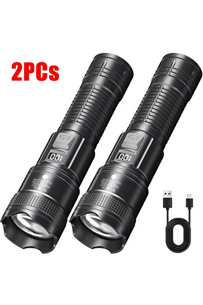 Heinast مصباح يدوي تكتيكي P50 عدد 2، بقوة 100000 لومن، فائق السطوع، بعيد المد...