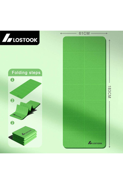 Choice بساط يوغا أخضر قابل للطي، مقاس 183×61×0.4 سم، سمك 4 مم، مصنوع من مادة ...