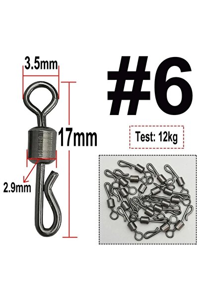 Choice 50 قطعة من وصلات الصيد الدوارة ذات المحامل على شكل حرف Q، مقاس 6، سريع...