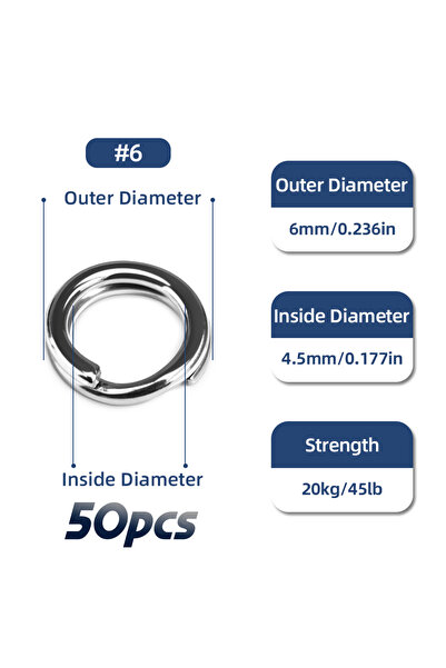 Choice حلقات صيد من الفولاذ المقاوم للصدأ من ميريديت، مقاس 3، 6 مم، 45 رطل، 5...