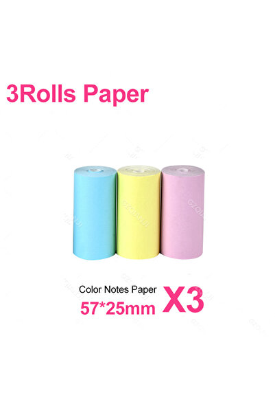 Choice 3 لفات من ورق ملون 57*25 مم، ورق حراري لاصق، ملصقات، لفائف ورق للطابعا...