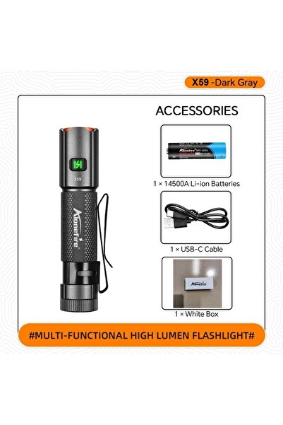 Choice X59-Dark gray Mini EDC High power Pen Flashlight USB Rechargeable Magn...