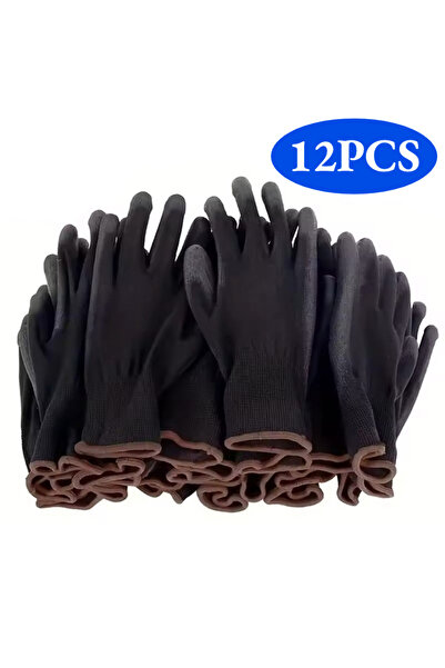 Choice قفازات نايلون PU سوداء مقاومة للانزلاق، مقاس XL، 12 قطعة (6/12/18 قطعة...