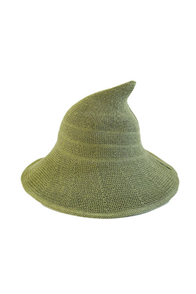 Choice Green Halloween Witch Hat Long Point Hat Knitted Cap for Women Hallowe...