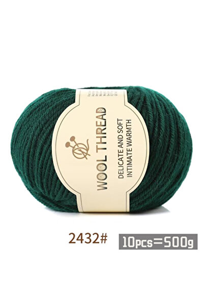 Choice 2432 أخضر داكن 500 غرام 290 خيوط صوف ألبكة ممشط متوسطة الخشونة، دافئة ...