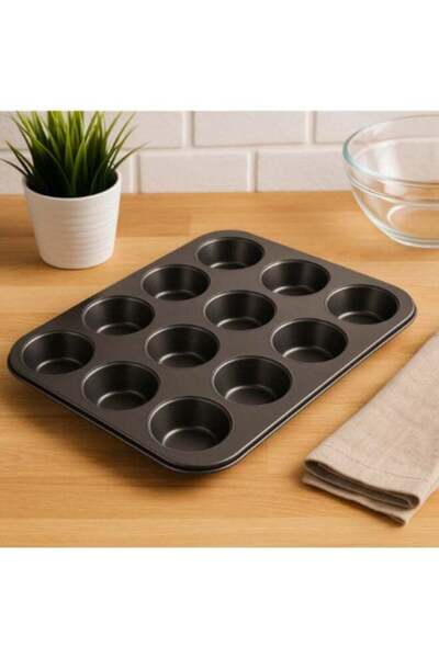 Roomlyne Black 12-Piece Muffin Cake Mold 26x 38 Cm