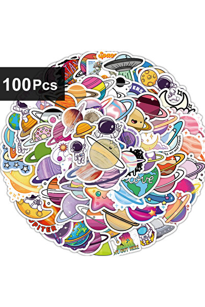 choice2 عبوة واحدة (100 قطعة) من ملصقات رواد الفضاء والكواكب الفضائية، من 50 ...